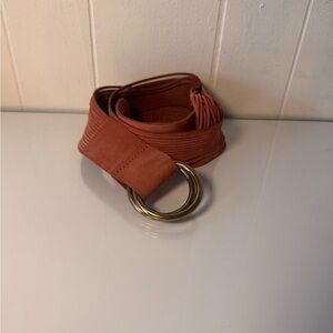Salmon Brown Women's Waist Belt with Double Ring Buckle